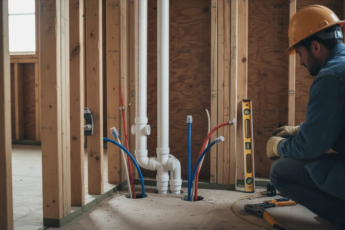 Drain and supply rough-in during Leak Detection in Farmington